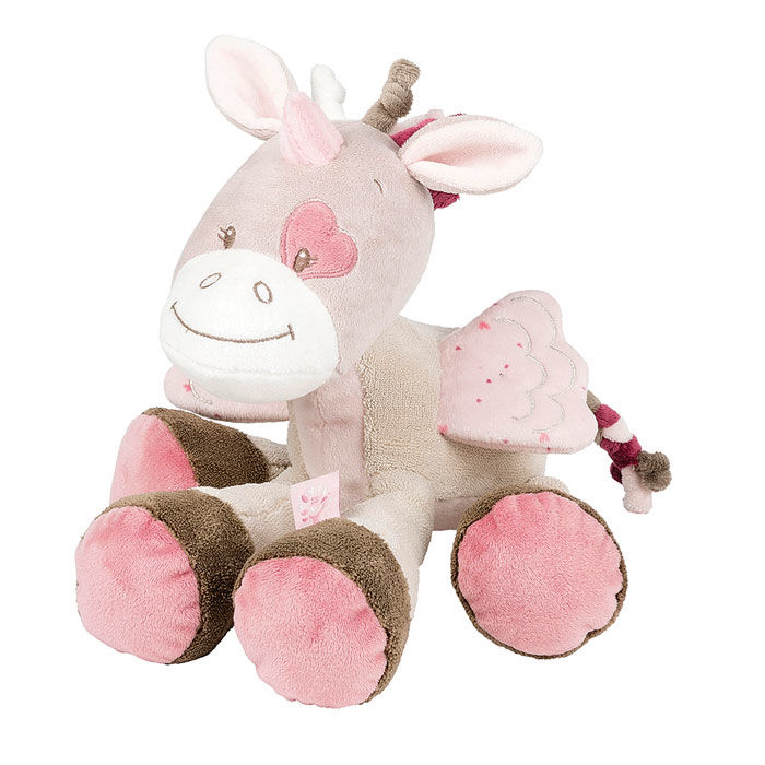  nina jade et lili peluche licorne beige rose violet bandana noeud 